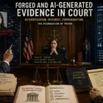 Descriptive image showing a collage of forged evidence situtations.